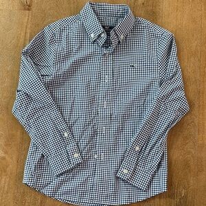 Boys Vineyard Vines Navy and White Checkered Shirt size 6